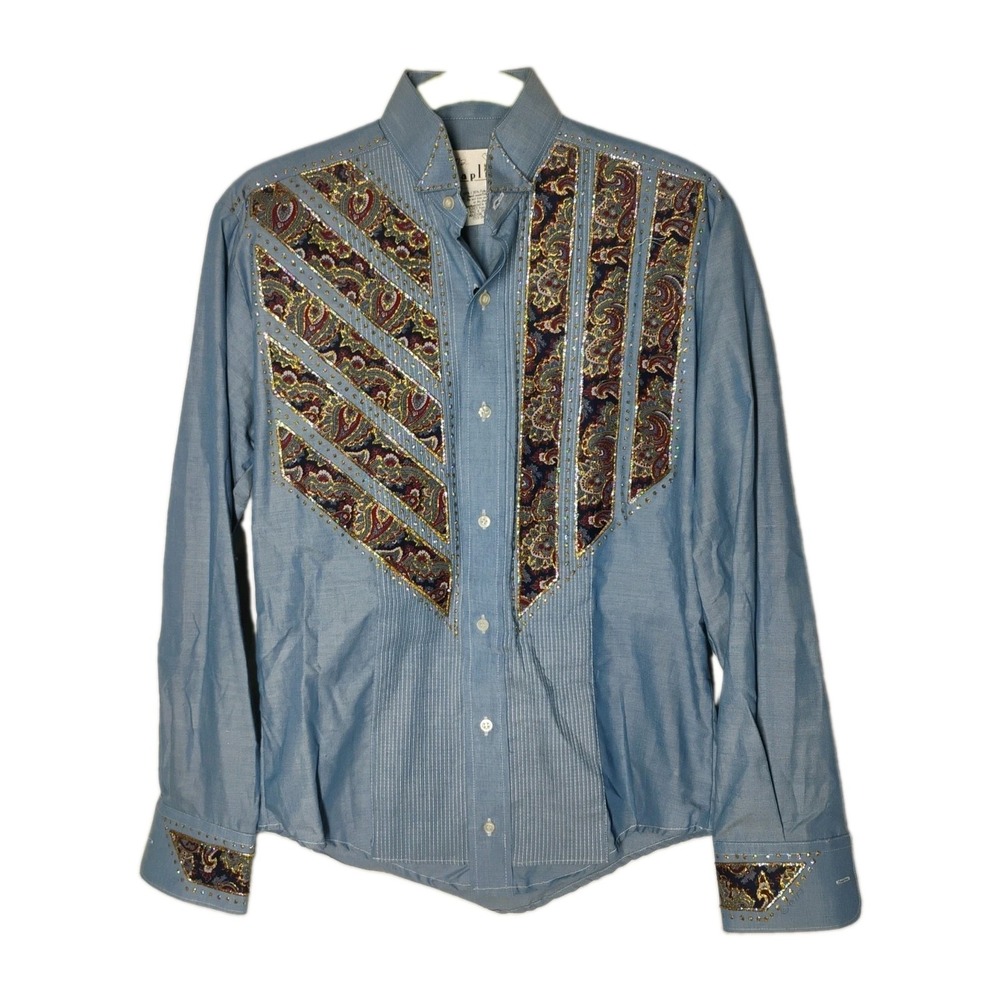 RARE Vintage 80s Chaplin Womens XS Hand Painted Western Square Dance Rodeo Shirt
